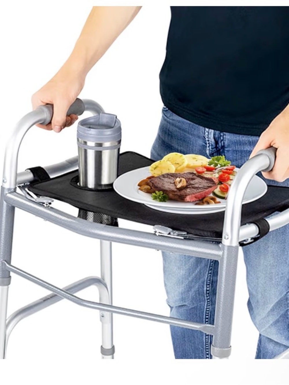Vive Walker Tray for Folding Walker - (w/Cup Holder) - Adult